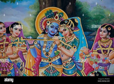 Sri Krishnan hindu temple. Hindu God Lord Krishna and his wife Radha ...