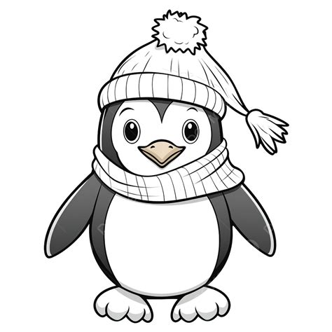 Livro Para Colorir Personagens De Natal De Um Pinguim Fofo