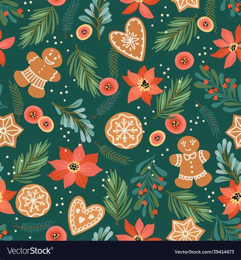 Christmas And Happy New Year Seamless Pattern Vector Image