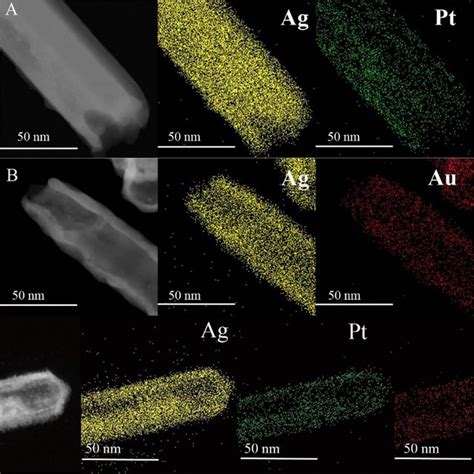 Stemedx Elemental Mapping Images Of A Auag Nts B Ptagnts And C