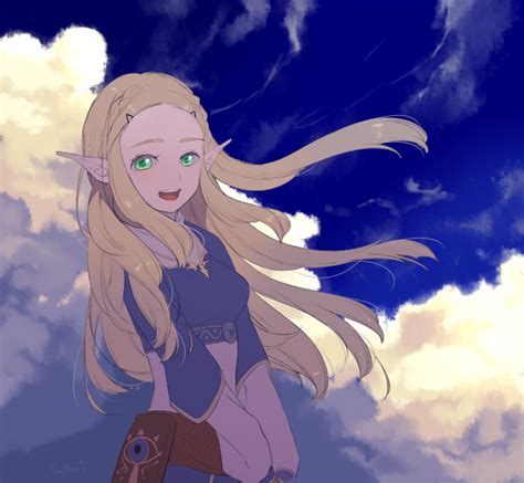 Safebooru Girl Beach Blonde Hair Blue Sky Blush Braid Ciatoli Clouds