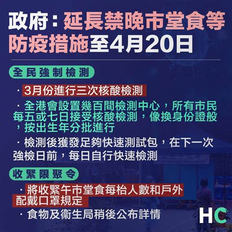 【社交距離措施】政府宣布延長禁晚市堂食等措施至4月20日 全民將3月強制檢測 Health Concept Line Today