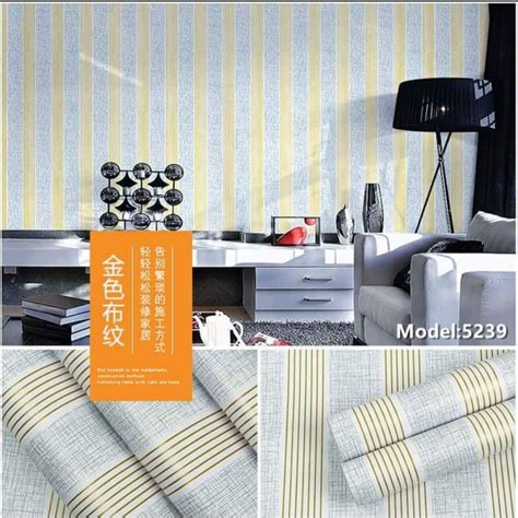 Jual Wallpaper Dinding 45cm X 8 10m Hijau Bunga Batik Garis Emboss