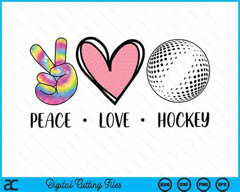 Peace Love Hockey Heart For Women Teens Tween Girls Svg Png File