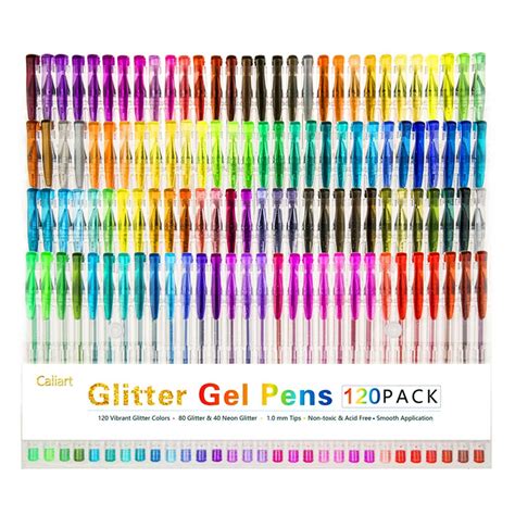 120 Glitter Gel Pens For Adult Coloring Books Glitter Pens Neon Colored