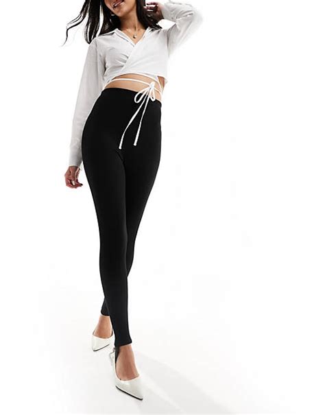 Asos Design Stirrup Leggings In Black Asos