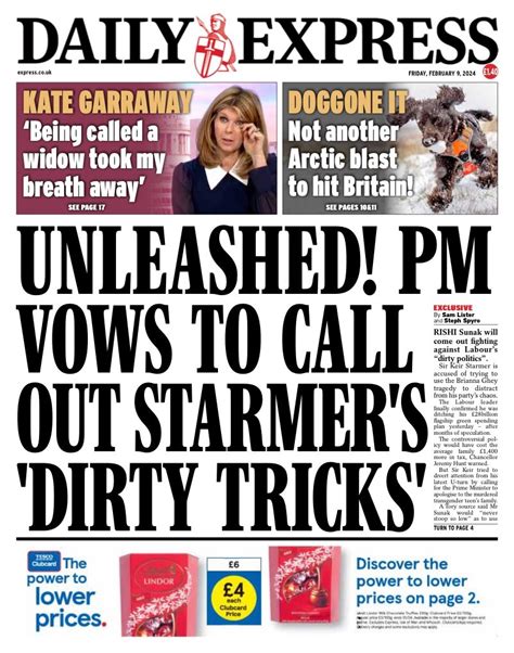 Daily Express Front Page 9th Of February 2024 Tomorrows Papers Today