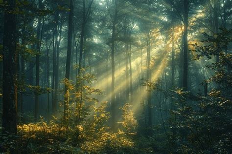 Premium Photo Sunlight Filtering Through Dense Forest Trees