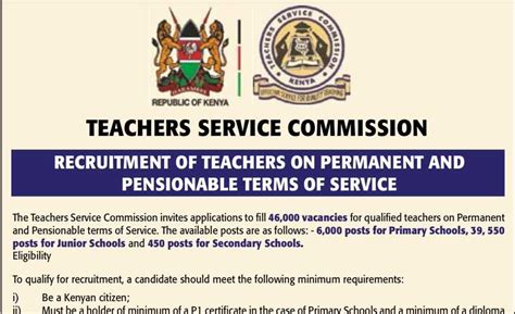 Tsc Recruitment Advert For Pnp Teaching Jobs Application Link