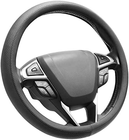 Black Leather Car Steering Wheel Cover Cowhide Wheel Cover Genuine