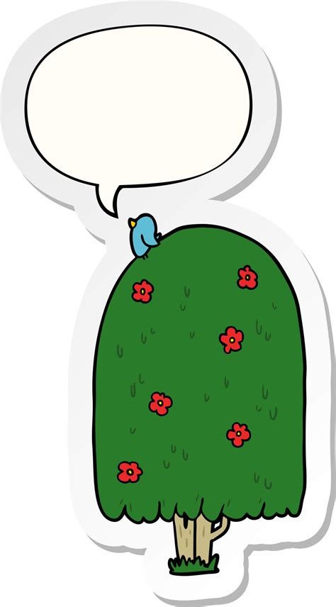 Cartoon Tall Tree With Speech Bubble Sticker 45001438 Png