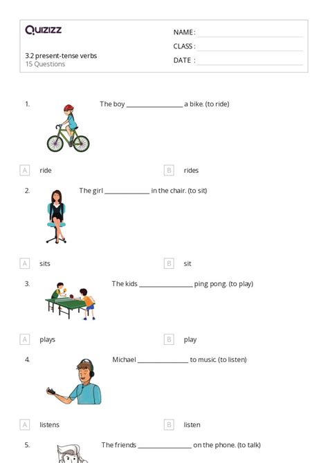 50 Present Tense Verbs Worksheets For 2nd Grade On Quizizz Free And Printable