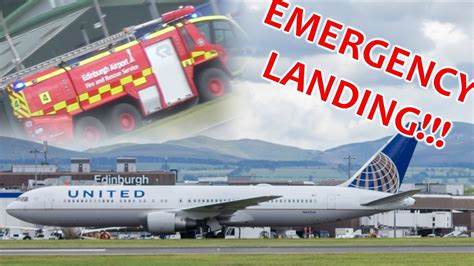 Emergency Landing United B767 300 At Edinburgh Airport Full Hd