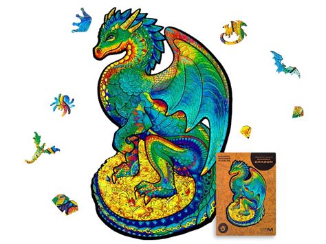 UNIDRAGON Animals Wooden Jigsaw Puzzle Guarding Dragon - Etsy