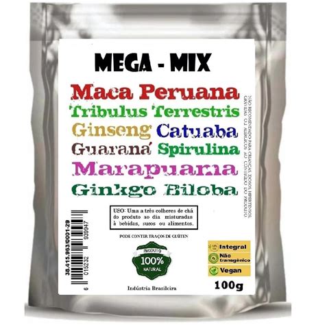 Maca Peruana marapuama catuaba ginseng ginkgo Biloba guaraná spirulina