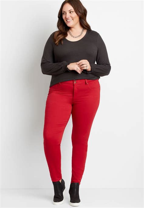 Maurices Plus M Jeans By Maurices Rebel Red High Rise Double Button