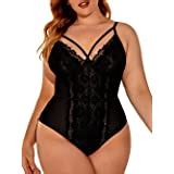 Xakalaka Women Plus Size Lace Bodysuit Teddy Lingerie One Piece