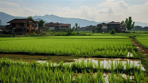 Chinese rural area, mature rice ai generate 33027609 Stock Photo at ...