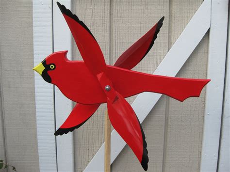 Large Colorful Cardinal Bird Whirligig Red Bird Whirlybird