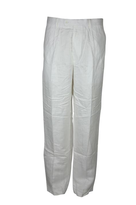 Cubavera Mens Bright White Essential Linen Rayon Blend Relaxed Pants 36