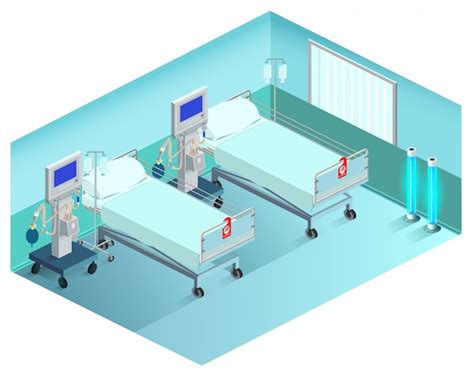 Intensivstation Krankenstation Mit Beatmungsger T Isometrisch