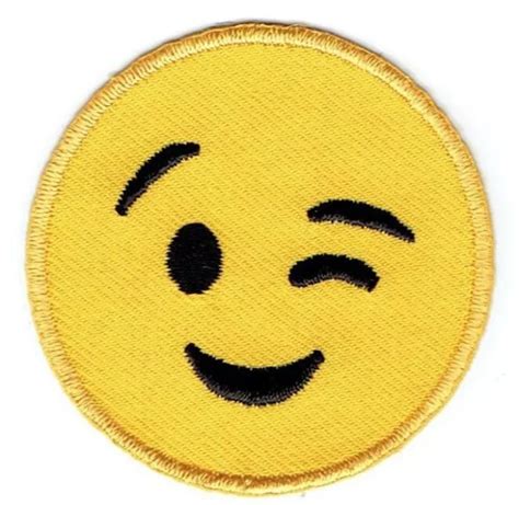 Large Smiley Face Emoji Yellow Emoticon Iron On Applique Embroidered