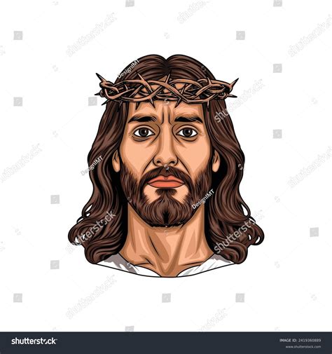 Jesus Christ Face Vector Art Royalty Free Stock Vector 2419360889