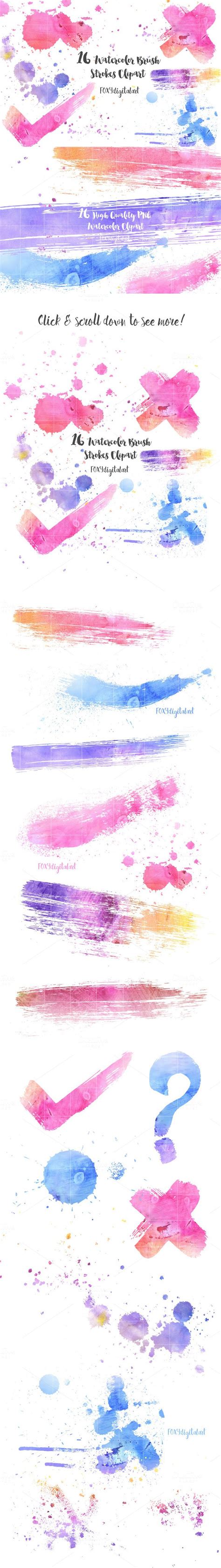 Watercolor Brush Strokes Clip Art Watercolor Brushes Watercolor