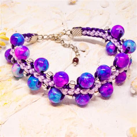 Purple Handmade Beaded Kumihimo Bracelet For Etsy Jewelry For Her