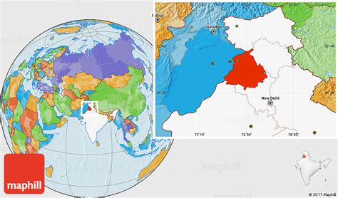 Political Location Map of Punjab, highlighted country