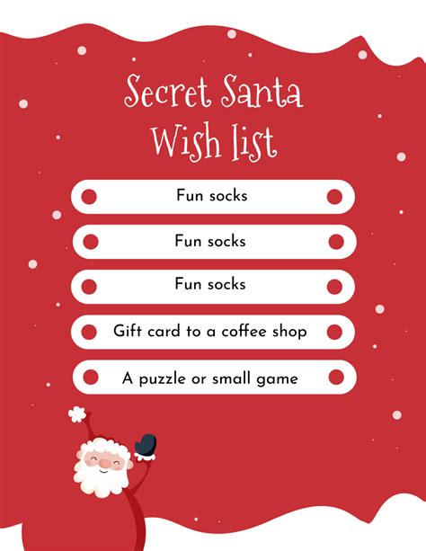 Free Secret Santa Wish List Template Edit Online And Download