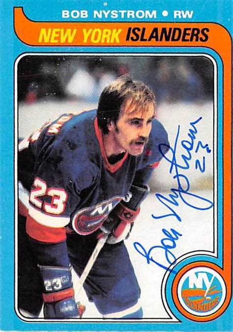 Bob Nystrom autographed hockey card (New York Islanders) 1979 O Pee Chee #217