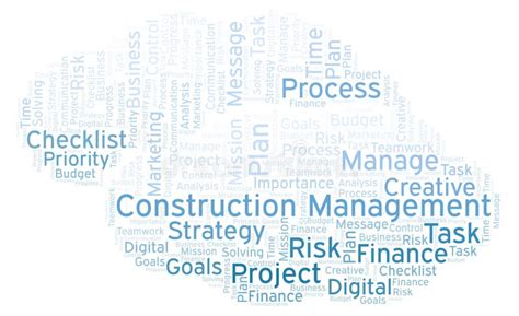 Construction Management Word Cloud Made With Text Only Stock