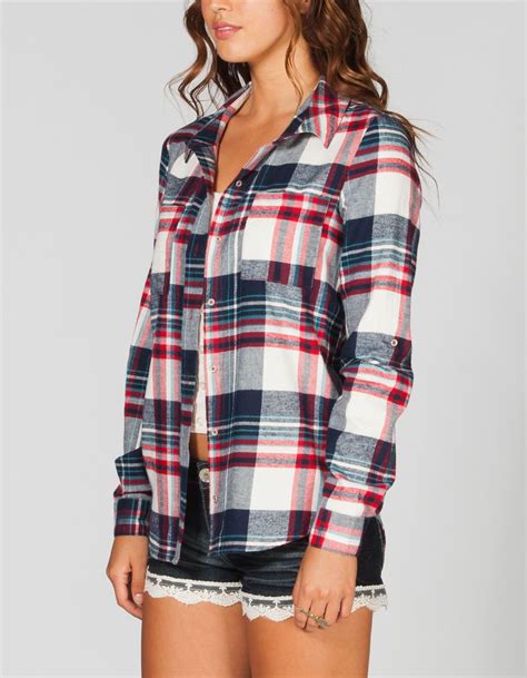 Full Tilt Womens Washed Flannel Shirt Clothes Fashion Women