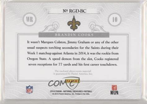 Panini National Treasures Rookie Nfl Gear Materials Dual Rgd Bc