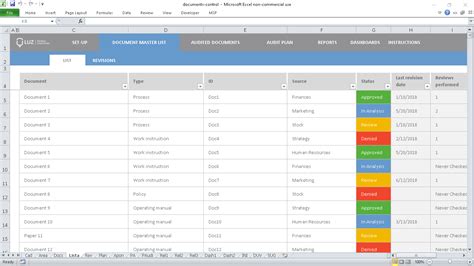 Document Control System Excel Spreadsheet Template - LUZ Templates