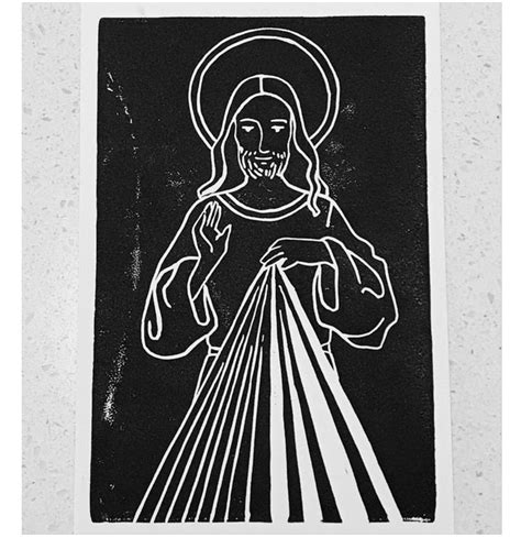 Divine Mercy Linocut Print Etsy