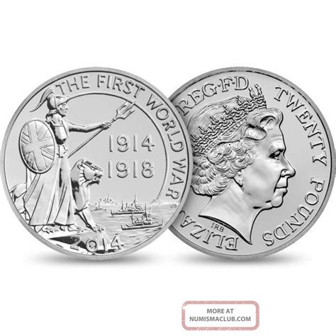 2014. 999 Silver 20 Pound Coin Commemerating Outbreak - Of - World - War