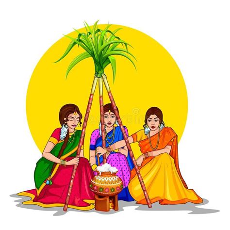 Happy Pongal Holiday Harvest Festival Of Tamil Nadu South India