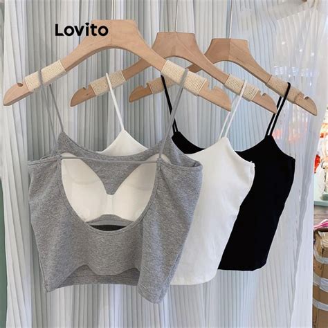 Lovito Regata Casual Recorte Liso Para Mulheres Lne Shopee