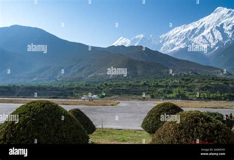 Aircraft of Tara Air at Jomsom airport, Lower Mustang, Nepal Stock ...