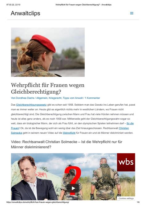 Calaméo Wehrpflicht Für Frauen Wegen Gleichberechtigung Anwaltclips