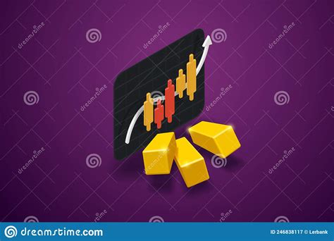 Candlestick Chart Graphs And Gold Bars Buying And Selling Gold Bullion