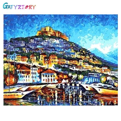 Gatyzory Peinture Par Num Ros De Ville Dessin Sur Toile Peint La