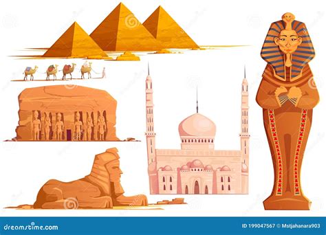 Ancient Egypt Vector Cartoon Set Stock Vector - Illustration of architecture, history: 199047567