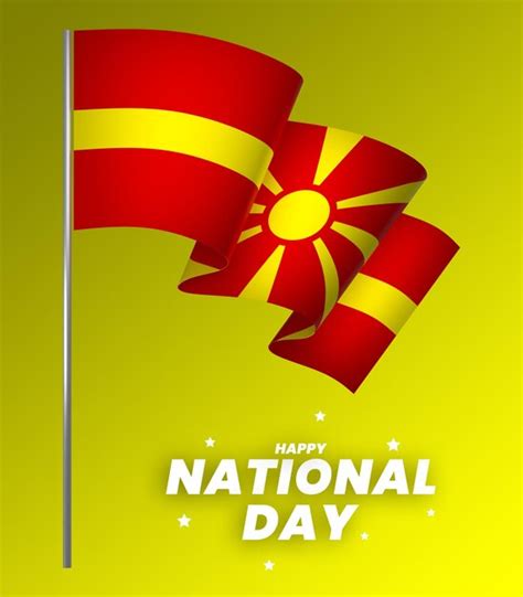 Premium PSD North Macedonia Flag Element Design National Independence