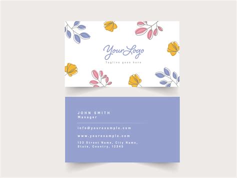 Floral Business Or Visiting Card In Front And Back Side. 23437891 Vector Art at Vecteezy