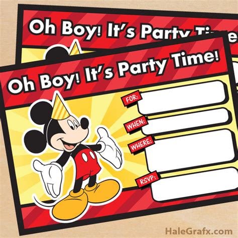 FREE Printable Mickey Mouse Birthday Invitation