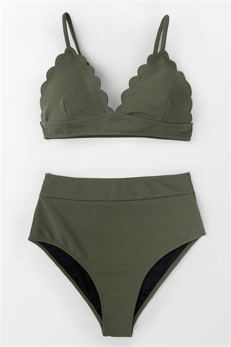 Bikini taille haute à bordure de vague Cupshe France