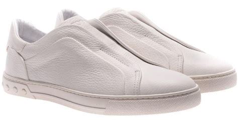 Tods Leather White Sneakers Without Laces For Men Lyst